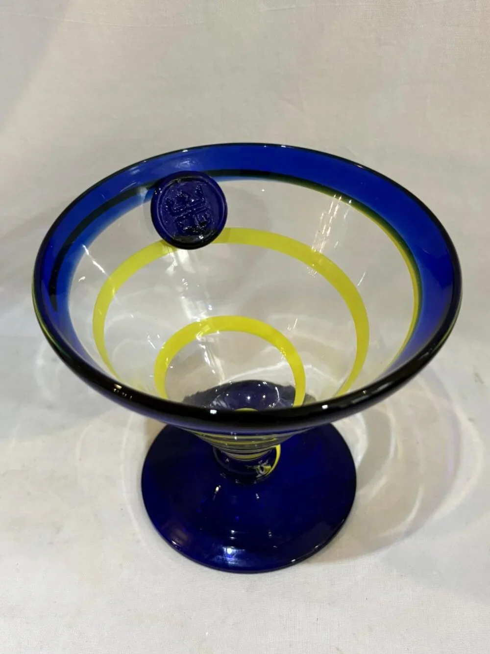 Pair Kosta Boda Royal Caribbean Cruises Swirl Martini Margarita Cocktail Glasses